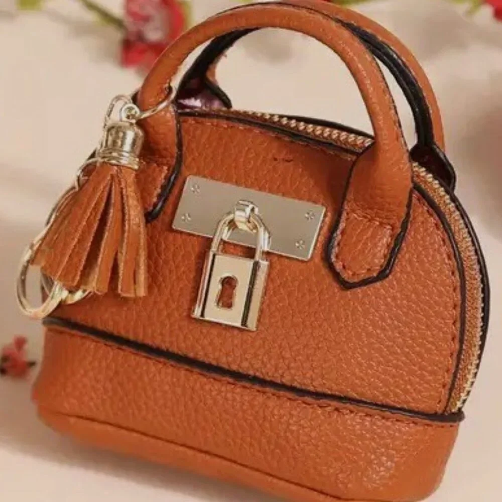 Cute Mini Faux Leather Coin Purse Keychain w/ Zipper for money.lipstick,earpods - Picture 1 of 8